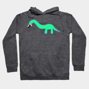 Non-binary Longneck dinosaur with pride flag Hoodie